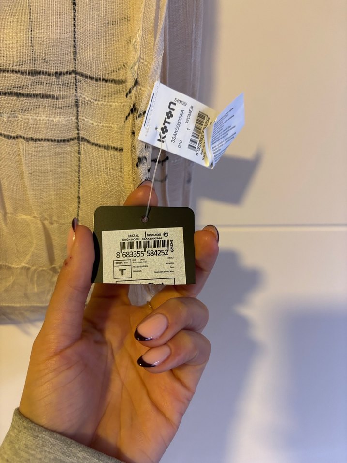 Bej Keten Kadın Şal - Görsel 3