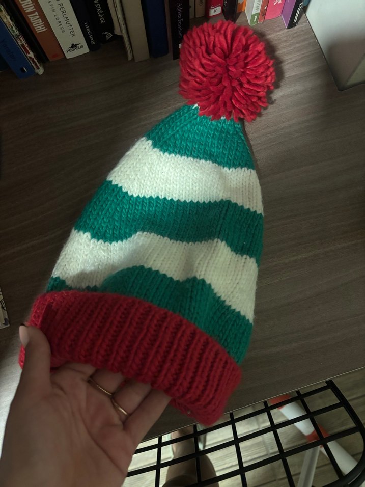 Renkli Çizgili Kadın Örgü Bere - Görsel 2