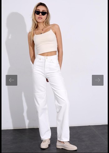Beyaz Regular Fit Midi Kot Pantolon