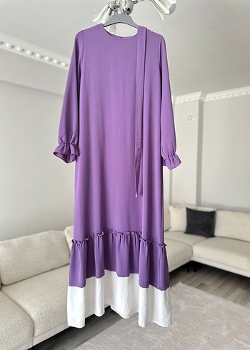 Kadın Mor Uzun Renk Geçişli Elbise - Görsel 2