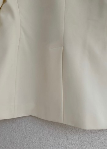 Düğmeli Beyaz Kadın Blazer Ceket - Görsel 5