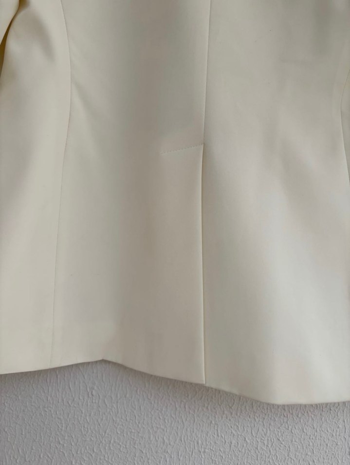 Düğmeli Beyaz Kadın Blazer Ceket - Görsel 5