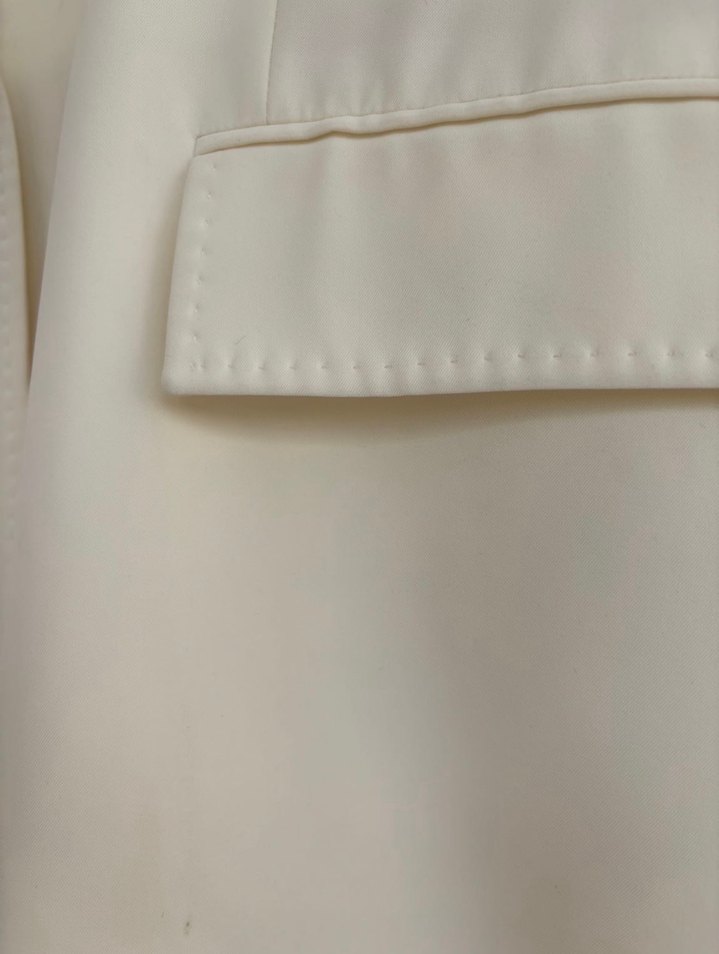 Düğmeli Beyaz Kadın Blazer Ceket - Görsel 3