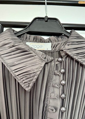 Gri Pileli Kadın Uzun Elbise - Görsel 3