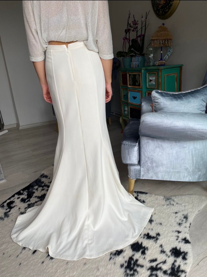 Uzun Beyaz Krem Balık Etek - Görsel 2