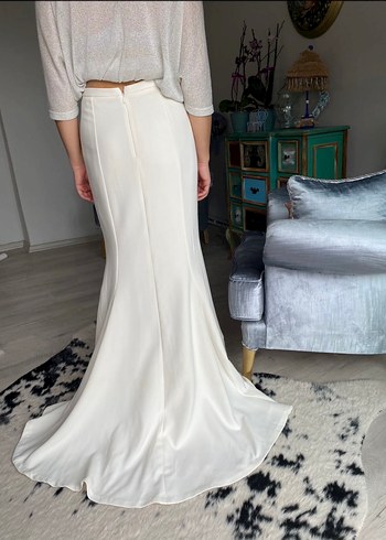 Beyaz Uzun Saten Etek - Görsel 8