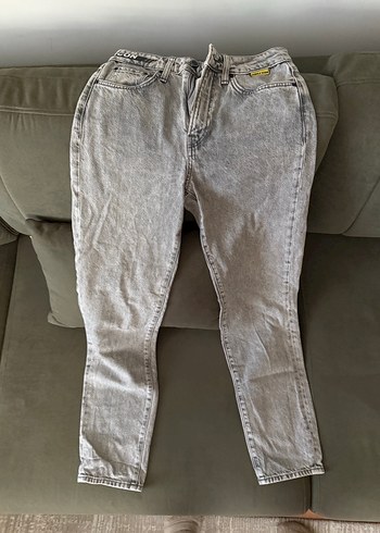 Gri Normal Boy düz kesim Kadın Kot Pantolon