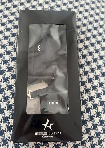 Siyah Erkek Papyon kuşak ve Kol Düğmesi Seti - Görsel 2