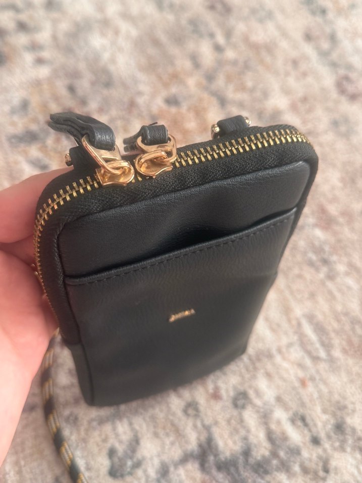 Siyah Deri Kadın Telefon Çanta - Görsel 2