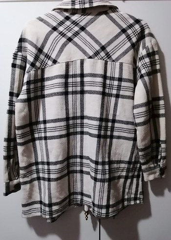 Gri Ekose Desenli Pamuklu Kadın Gömlek - Görsel 3