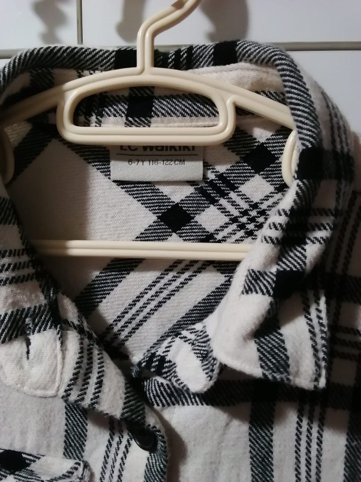 Gri Ekose Desenli Pamuklu Kadın Gömlek - Görsel 2