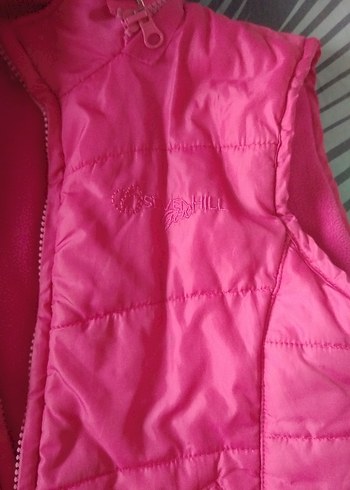 Kız Çocuk Kapüşonlu Fermuarlı Pembe Yelek - Görsel 4