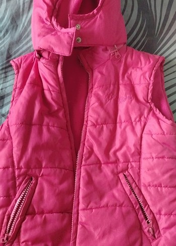 Kız Çocuk Kapüşonlu Fermuarlı Pembe Yelek - Görsel 6
