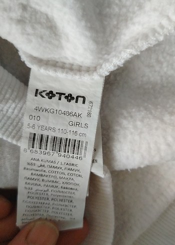 Kız Çocuk Beyaz Yarım Fermuarlı Sweatshirt - Görsel 3