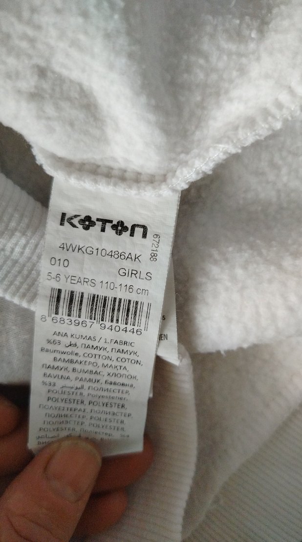 Kız Çocuk Beyaz Yarım Fermuarlı Sweatshirt - Görsel 3