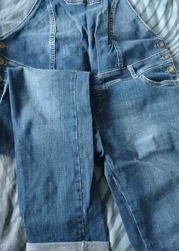 Kızlar için Mavi Denim Askılı Tulum - Görsel 2
