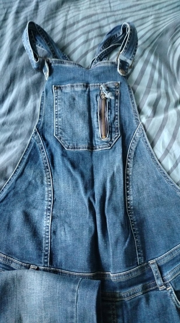 Kızlar için Mavi Denim Askılı Tulum - Görsel 4