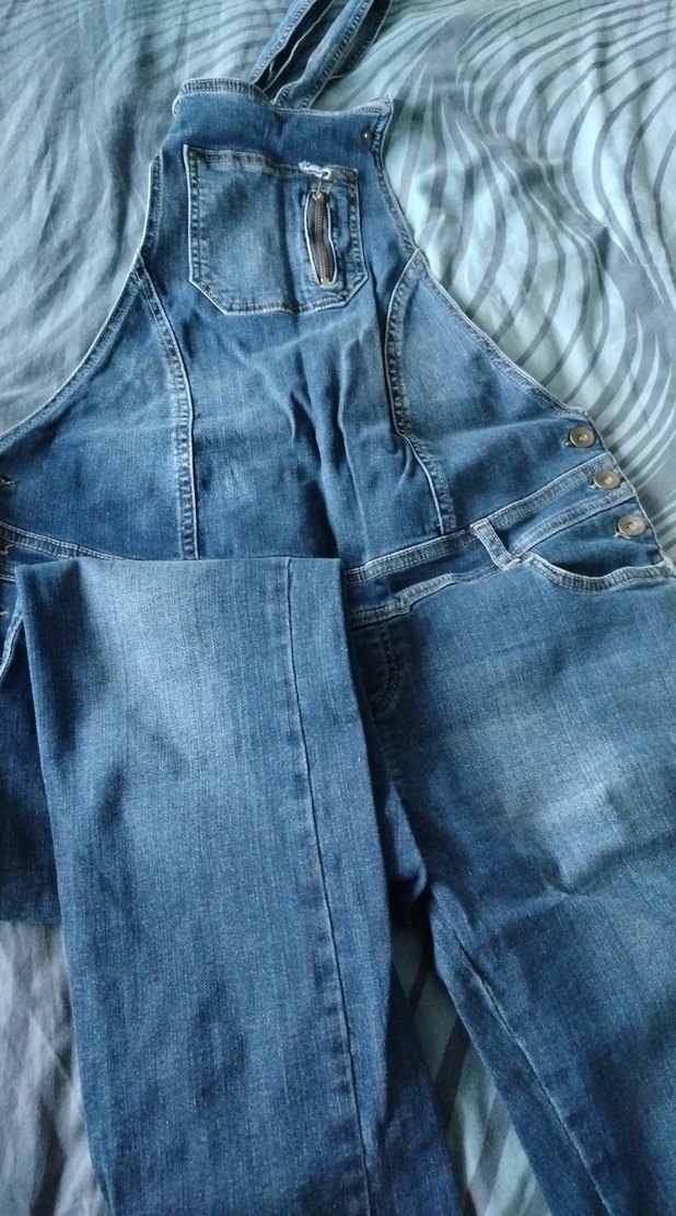 Kızlar için Mavi Denim Askılı Tulum - Görsel 3