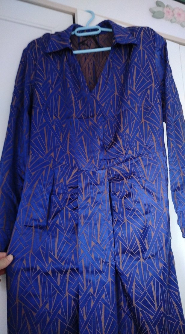 Uzun Kollu Lacivert Kadın Sabahlık - Görsel 3