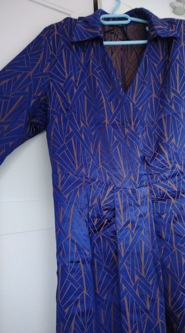 Uzun Kollu Lacivert Kadın Sabahlık - Görsel 2