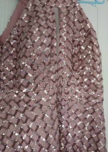 Payetli Bordo Kadın Uzun Tulum - Görsel 2