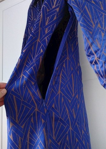 Uzun Kollu Mavi Bohem Kadın Elbise - Görsel 3