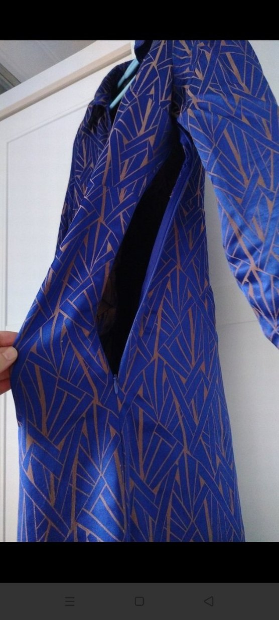 Uzun Kollu Mavi Bohem Kadın Elbise - Görsel 3