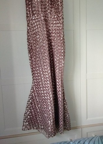 Bordo Parlak Payetli Kadın Tulum - Görsel 3