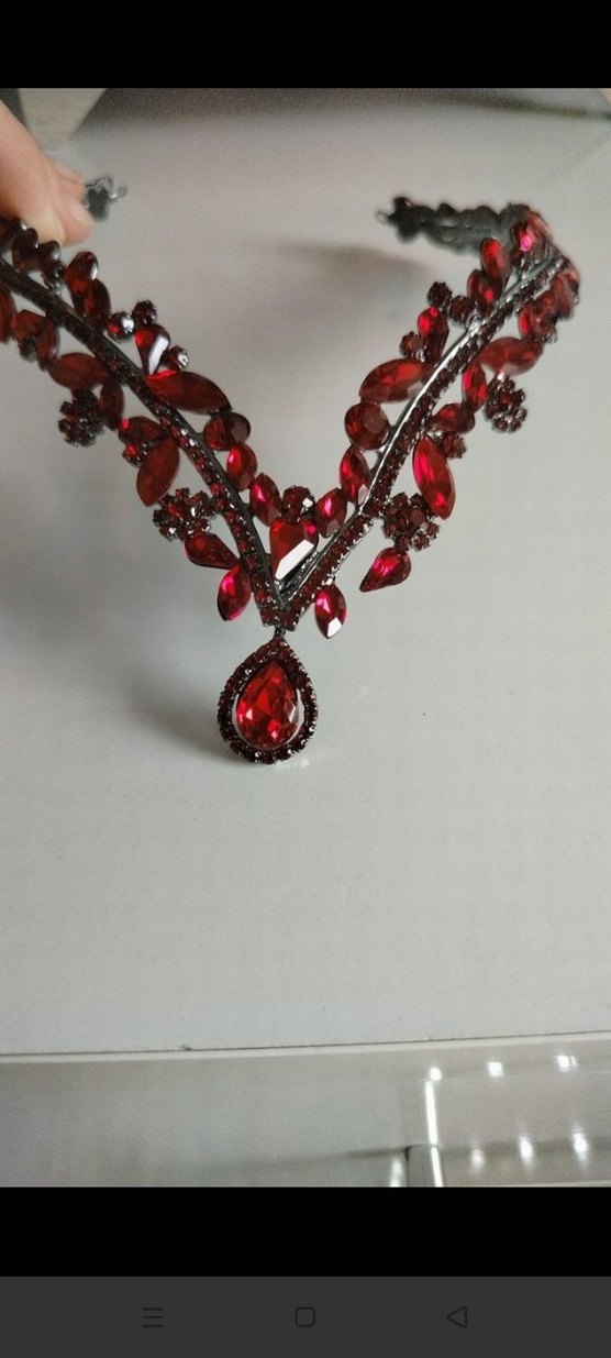 Koyu Kırmızı Boncuklu Gotik Saç Aksesuarı - Görsel 2