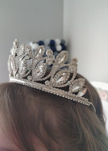 Beyaz Payetli Klasik Gelin Tacı - Görsel 2