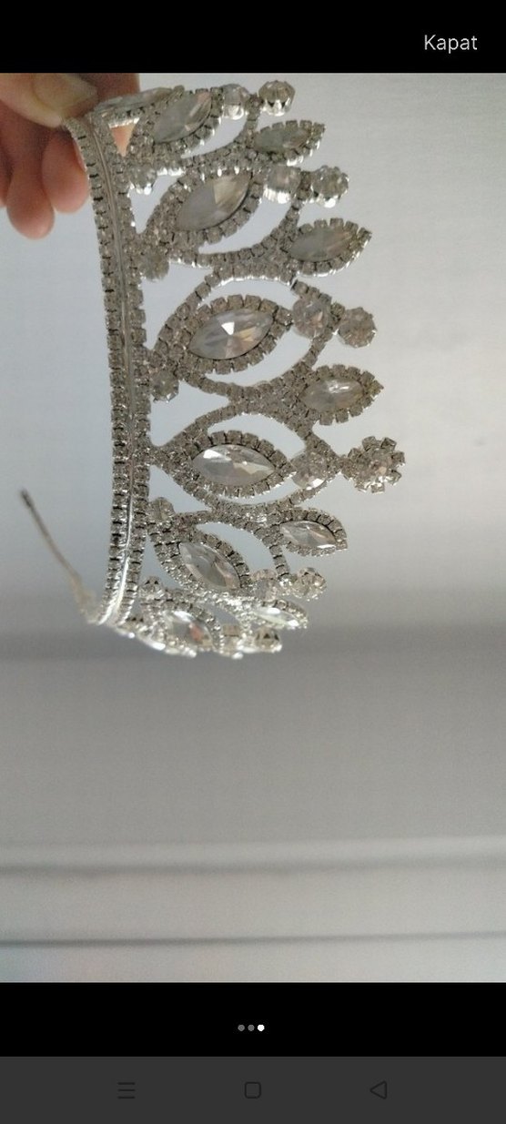 Gri Payetli Klasik Gelin Tacı - Görsel 3