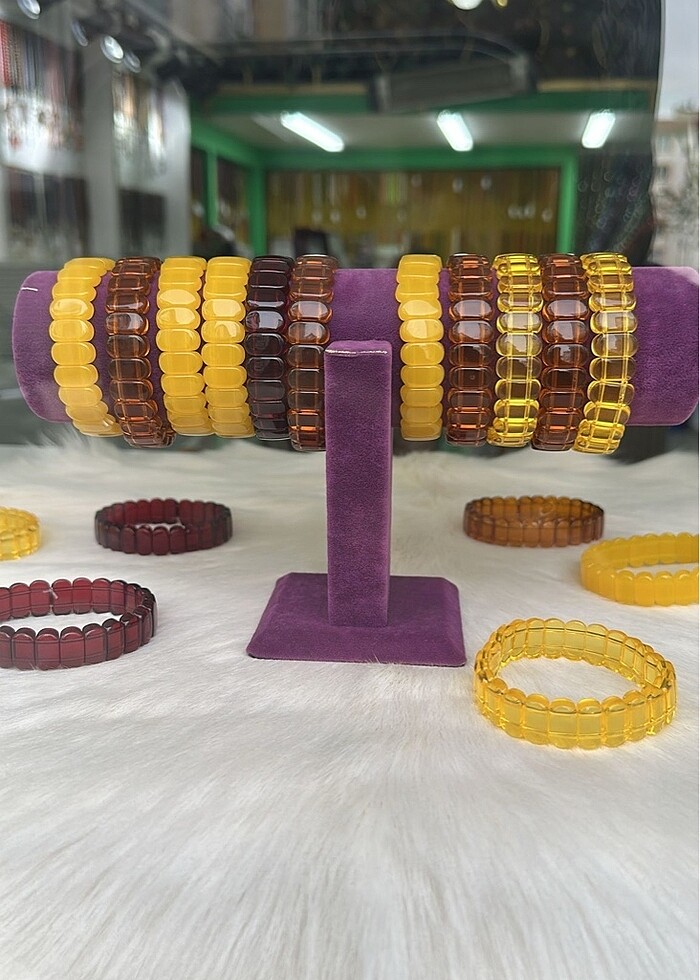 Beyrut kehribar doğal taş bileklik adet fiyatıdır - Görsel 4