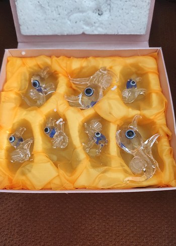 Mavi Gözlü Renkli Cam Fil Figürleri - Görsel 4