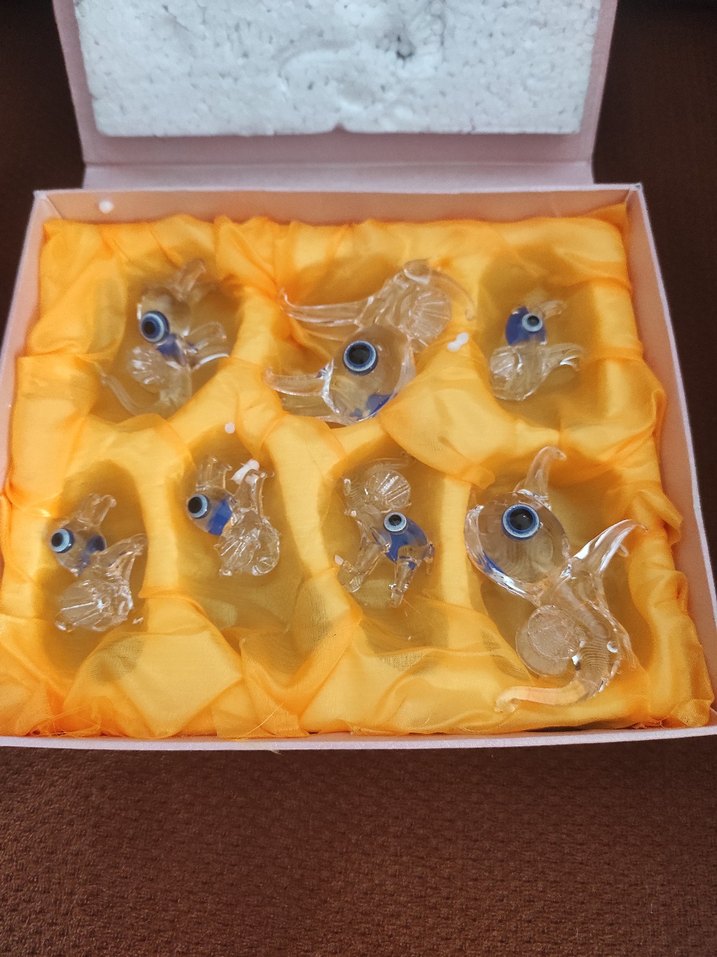 Mavi Gözlü Renkli Cam Fil Figürleri - Görsel 4