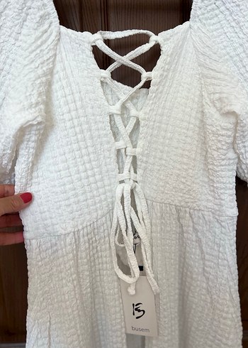 Beyaz kırinkıl uzun elbise - Görsel 3