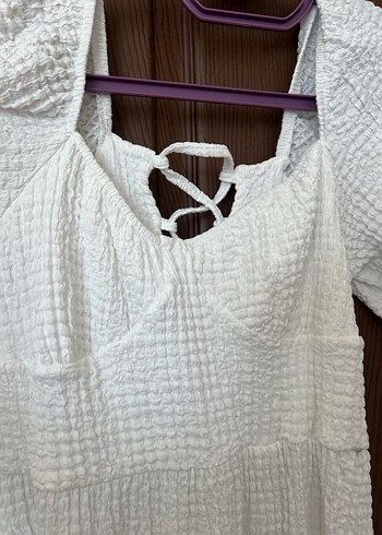 Beyaz kırinkıl uzun elbise - Görsel 5