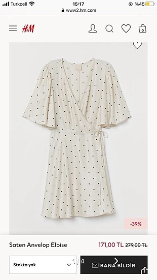 H&M saten elbise