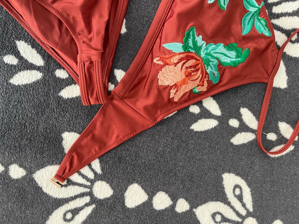 Tarçın Rengi Nakışlı Bohem Bikini Takımı - Görsel 3