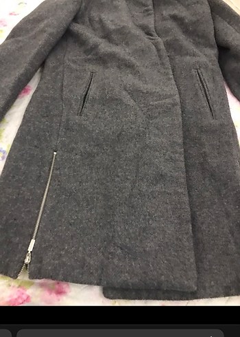 Fermuar Detaylı Antrasit Kaşe Kaban - Görsel 2