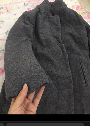 Fermuar Detaylı Antrasit Kaşe Kaban - Görsel 4