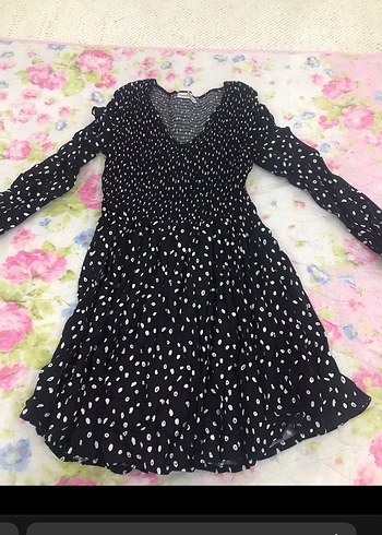 Puantiye Desenli V Yakalı Midi Elbise - Görsel 5