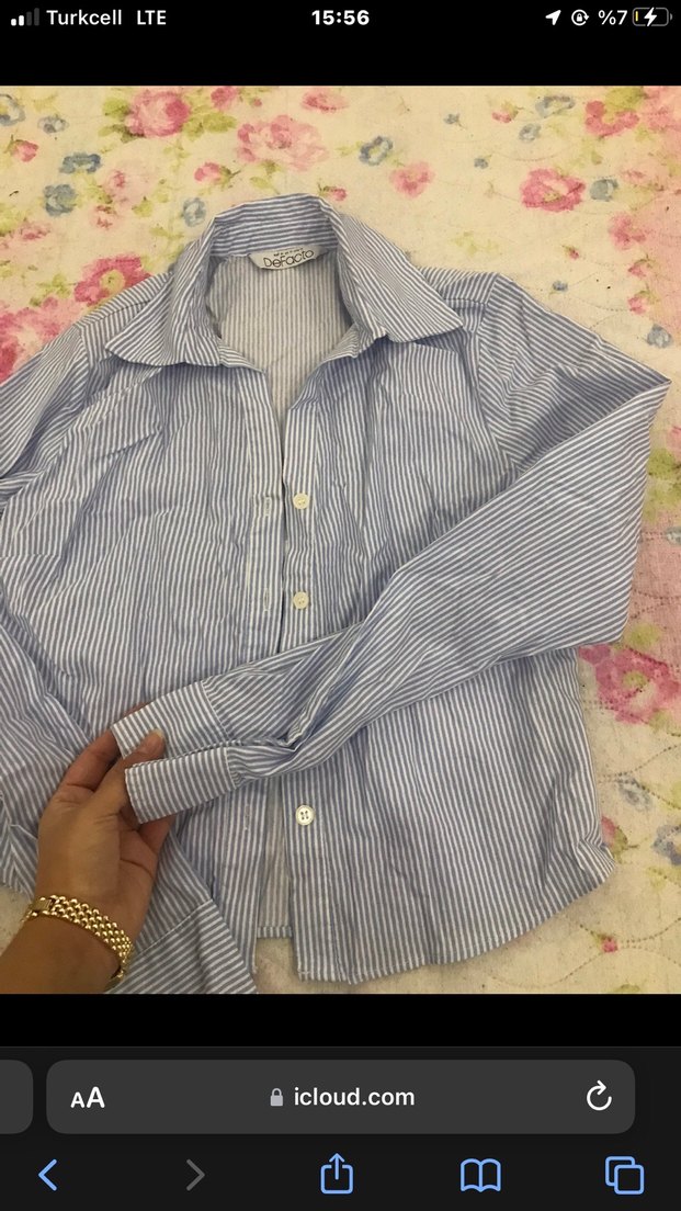 Mavi Çizgili Pamuklu Uzun Kollu Gömlek - Görsel 4