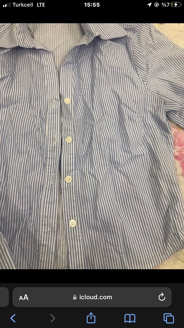 Mavi Çizgili Pamuklu Uzun Kollu Gömlek - Görsel 5