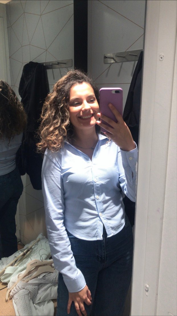 Mavi Çizgili Pamuklu Uzun Kollu Gömlek - Görsel 3