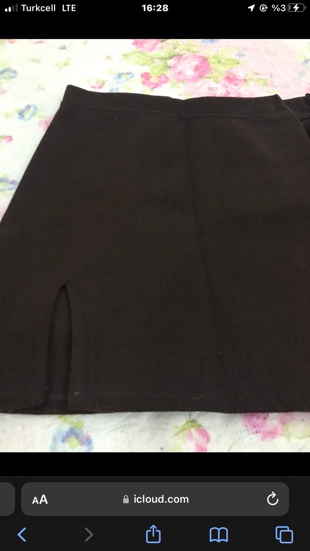 Kahverengi Kaşe Mini Etek Yırtmaçlı - Görsel 2