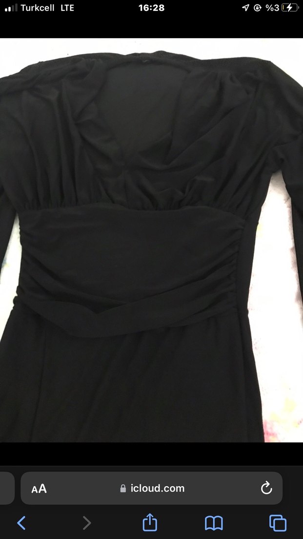 Uzun Kollu Drapeli Siyah Mini Elbise - Görsel 3