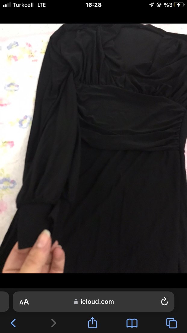 Uzun Kollu Drapeli Siyah Mini Elbise - Görsel 5