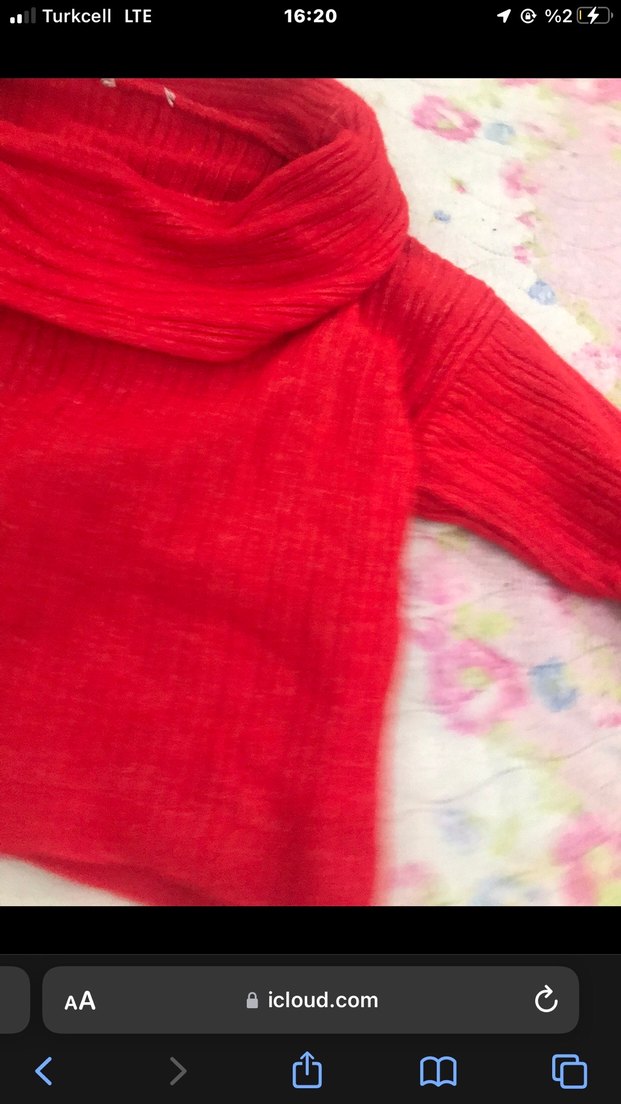 Kırmızı Örgü Kayık Yaka Kadın Kazak - Görsel 3