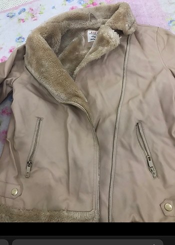 Bej Kadın İçi Peluş Deri Ceket - Görsel 2