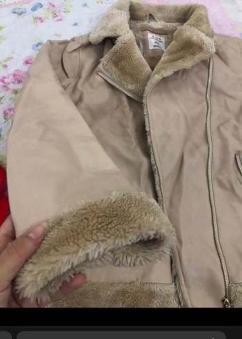 Bej Kadın İçi Peluş Deri Ceket - Görsel 5